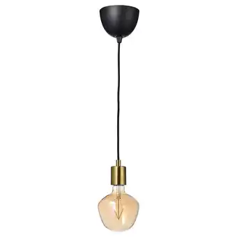 IKEA Skaftet / molnart plafondlamp met lichtbron, vermessingd klokvorm/bruin helder glas aanbieding