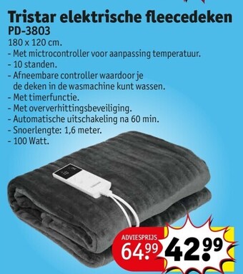 Kruidvat Tristar elektrische fleecedeken aanbieding