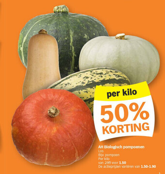 Albert Heijn Ah biologisch pompoenen aanbieding
