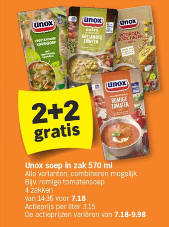 Albert Heijn Unox soep in zak 570 ml aanbieding