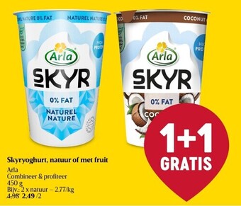 Delhaize Skyryoghurt, natuur of met fruit aanbieding