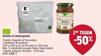 Delhaize Koffie of smeerpasta aanbieding