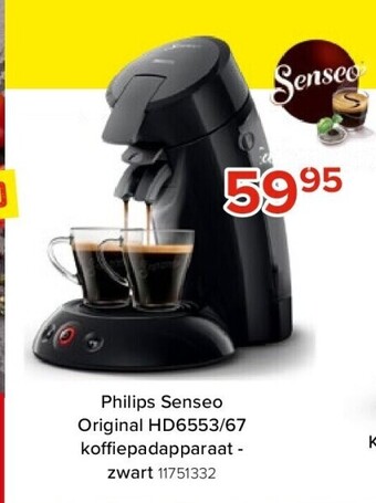 Euroshop Philips senseo original hd6553/67 koffiepadapparaat - zwart aanbieding