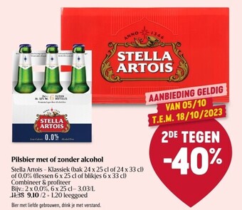Delhaize Pilsbier met of zonder alcohol aanbieding