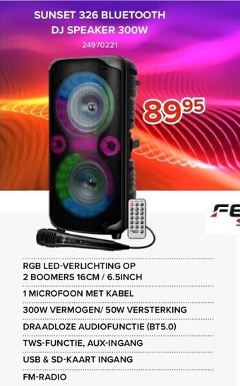 Sunset 326 bluetooth dj speaker 300w
