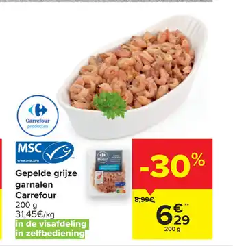 Carrefour Carrefour Gepelde grijze garnalen 200g aanbieding