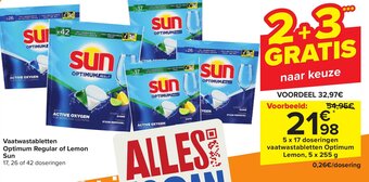 Carrefour Vaatwastabletten Optimum Regular of Lemon Sun aanbieding