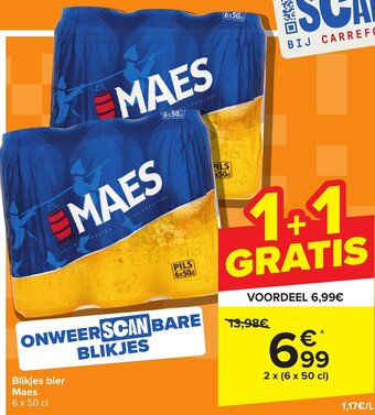 Carrefour Maes Blikjes bier 2 x (6 x 50 cl ) aanbieding