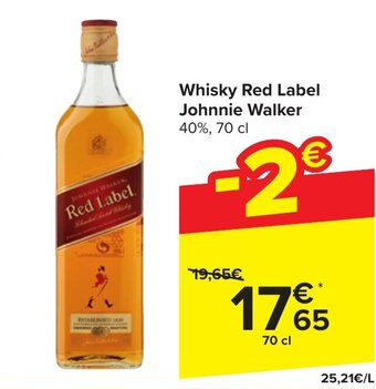 Carrefour Whisky Red Label Johnnie Walker 40%, 70 cl aanbieding