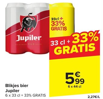 Carrefour Jupiler Blikjes bier 6 x 44cl aanbieding