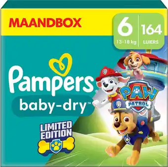 Bol.com Pampers baby-dry paw patrol - maat 6 (13-18kg) - 164 luiers - maandbox aanbieding