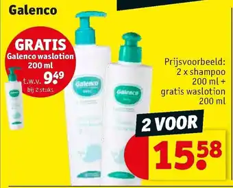 Kruidvat Galenco 2 x shampoo 200 ml + gratis waslotion 200ml aanbieding