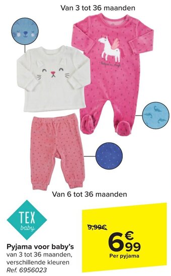 Carrefour TEX baby Pyjama voor baby's van 3 tot 36 maanden, aanbieding