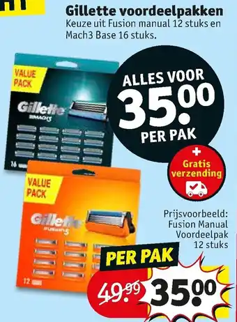 Kruidvat Gillette voordeelpakken Fusion Manual Voordeelpak aanbieding