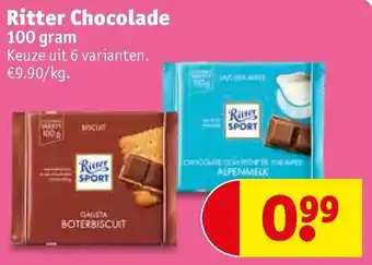 Kruidvat Ritter Chocolade 100 gram aanbieding