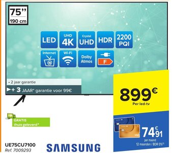 Carrefour SAMSUNG Led TV 75" UE75CU7100 aanbieding