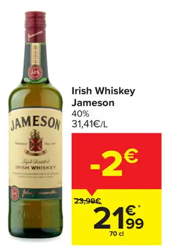 Carrefour Irish Whiskey Jameson 40% aanbieding