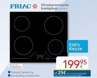 Eldi Vitrokeramische kookplaat aanbieding