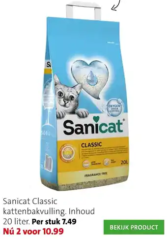Intratuin Sanicat Classic kattenbakvulling. 20 liter. Per stuk 7.49 aanbieding