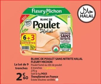 BLANC DE POULET SANS NITRITE HALAL FLEURY MICHON 270g
