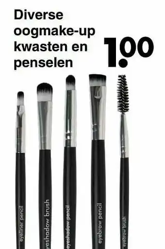 Wibra Diverse oogmake-up kwasten en penselen aanbieding