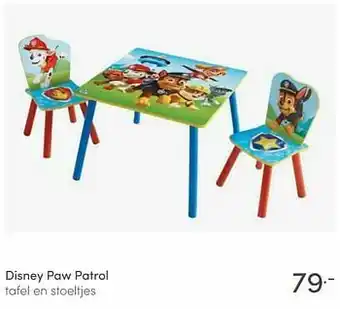Baby & Tiener Disney paw patrol tafel en stoeltjes aanbieding