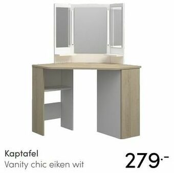 Kaptafel vanity chic eiken wit
