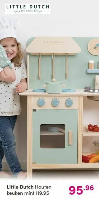 Baby & Tiener Little dutch houten keuken mint aanbieding