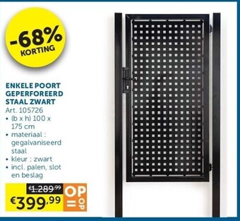 Zelfbouwmarkt Enkele poort geperforeerd staal zwart aanbieding