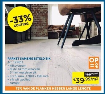 Zelfbouwmarkt Parket samengesteld eik aanbieding
