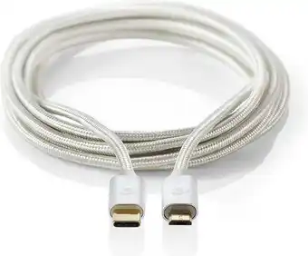 Nedis usb-kabel - usb 2.0 - usb-c male - usb micro-b male - 10 w - 480 mbps - verguld - 3.00 m - rond - gevlochten / nylon - 