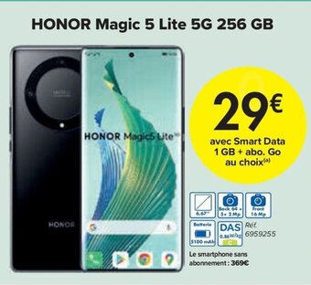 Carrefour HONOR Magic 5 Lite 5G 256 GB aanbieding