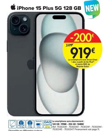 Carrefour iPhone 15 Plus 5G 128 GB aanbieding