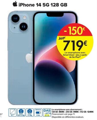 Carrefour iPhone 14 5G 128 GB aanbieding