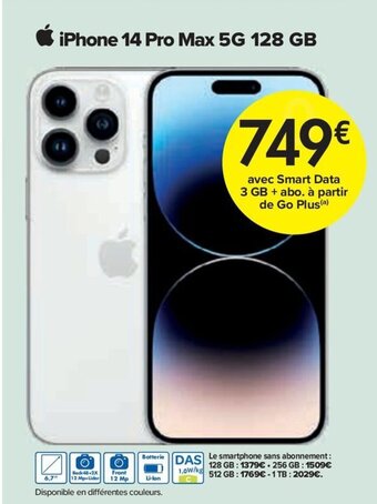 Carrefour iPhone 14 Pro Max 5G 128 GB aanbieding