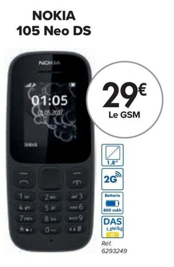 Carrefour NOKIA 105 Neo DS aanbieding