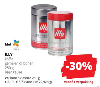 Spar Colruyt ILLY koffie gemalen of bonen 250 g aanbieding
