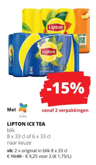 Spar Colruyt LIPTON ICE TEA blik 8 x 33 cl of 6 x 33 cl aanbieding