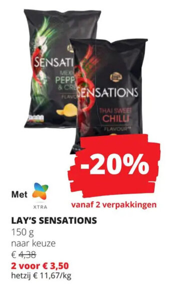 Spar Colruyt LAY'S SENSATIONS 150 g aanbieding