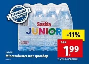 Lidl Mineraalwater met sportdop aanbieding