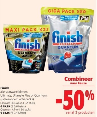 Colruyt Finish ultimate plus all-in-1 33 stuks aanbieding