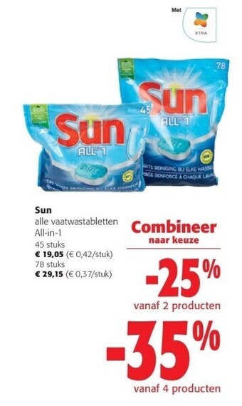 Colruyt Sun alle vaatwastabletten all-in-1 aanbieding
