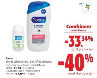 Colruyt Sanex deo-roller natur protect fresh efficacy 50 ml aanbieding