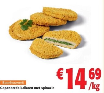 Gepaneerde kalkoen met spinazie