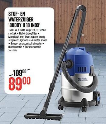 HandyHome Nilfisk stof- en waterzuiger buddy ii 18 inox aanbieding