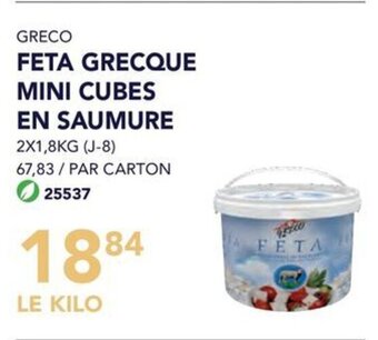 GRECO FETA GRECQUE MINI CUBES EN SAUMURE 2 x 1,8kg