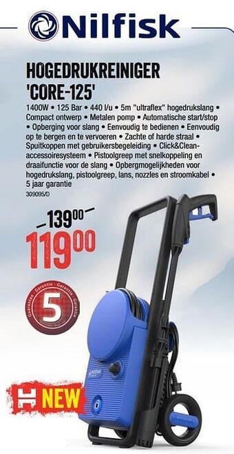 HandyHome Nilfisk hogedrukreiniger core-125 aanbieding