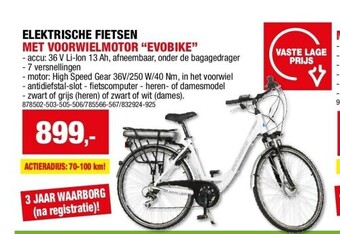 Elektrische fietsen met voorwielmotor “evobike”