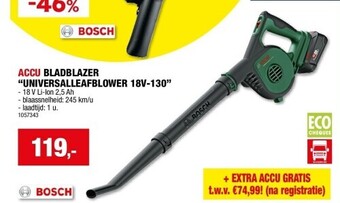 Hubo Accu bladblazer “universalleafblower 18v-130” aanbieding