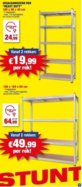 Hubo Gegalvaniseerd rek “heavy duty” 180 x 90 x 40 cm aanbieding